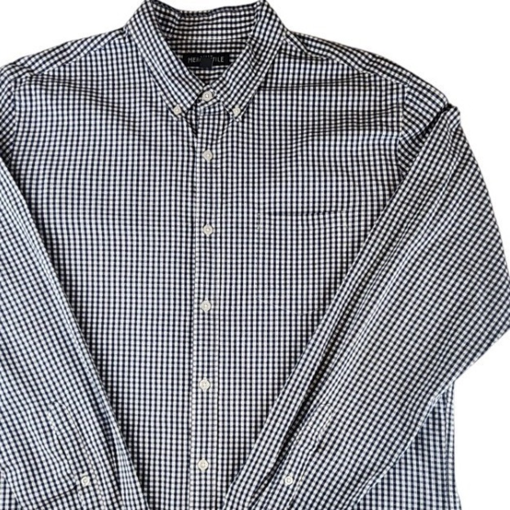 J.Crew Mercantile Flex Mens XL Navy Gingham Button Down Shirt J5287